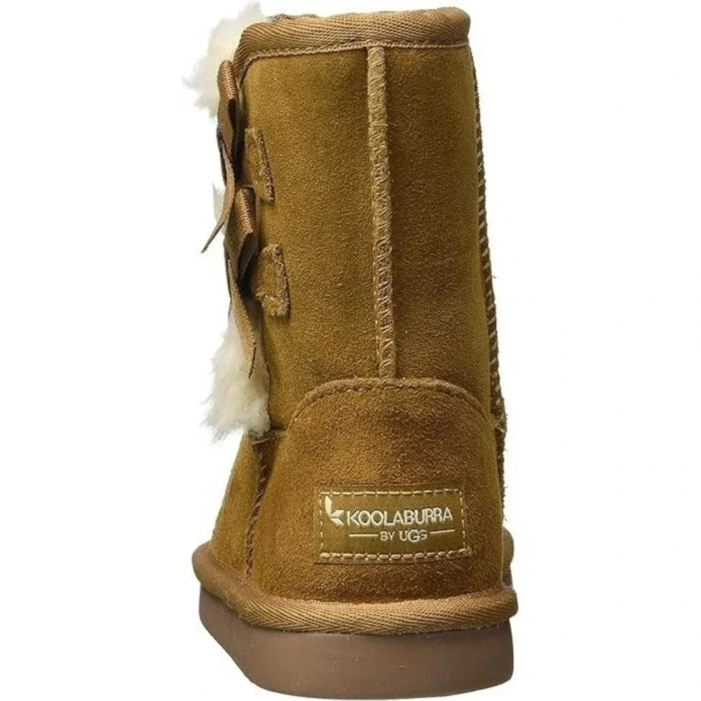 Koolaburra by UGG Victoria Toddler Girls Chestnut Suede Bow Boots Size 5